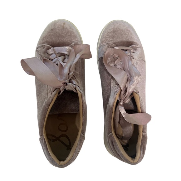 SAM EDELMAN Marlow Blush Velvet Sneakers Tie Shoes 8.5 - Picture 3 of 7